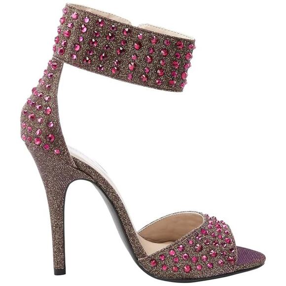 NWT Chinese Laundry Women's Pink Jovial Glitz Fabric Rhinestone Heel Size 8.5 - Picture 3 of 12